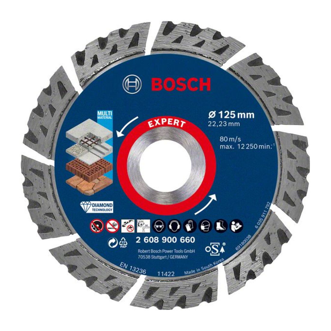 Metabo Meuleuse d’angle WEV 17-125 Quick & écrou rapide – Set 3 pièces avec disque Bosch 1 mm, disque diamant X-LOCK & écrou