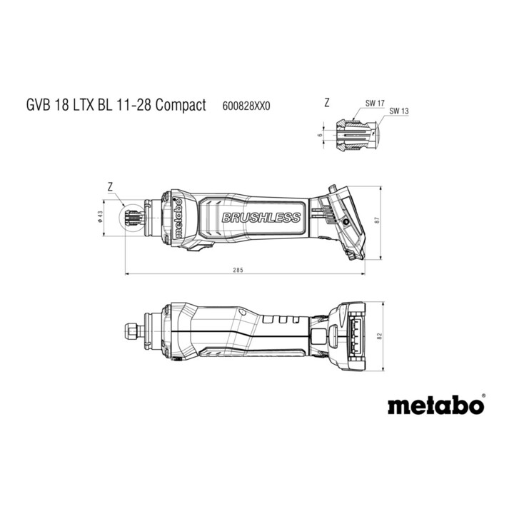 Metabo Meuleuse droite compacte sans fil GVB 18 LTX BL 11-28