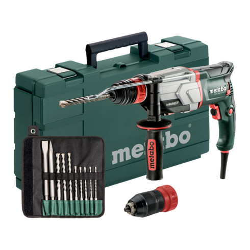 Metabo Multihammer UHE 2660-2 Quick Set mit SDS-plus-Bohrer-/Meißelsatz (10-tlg.); metaBOX 145 L