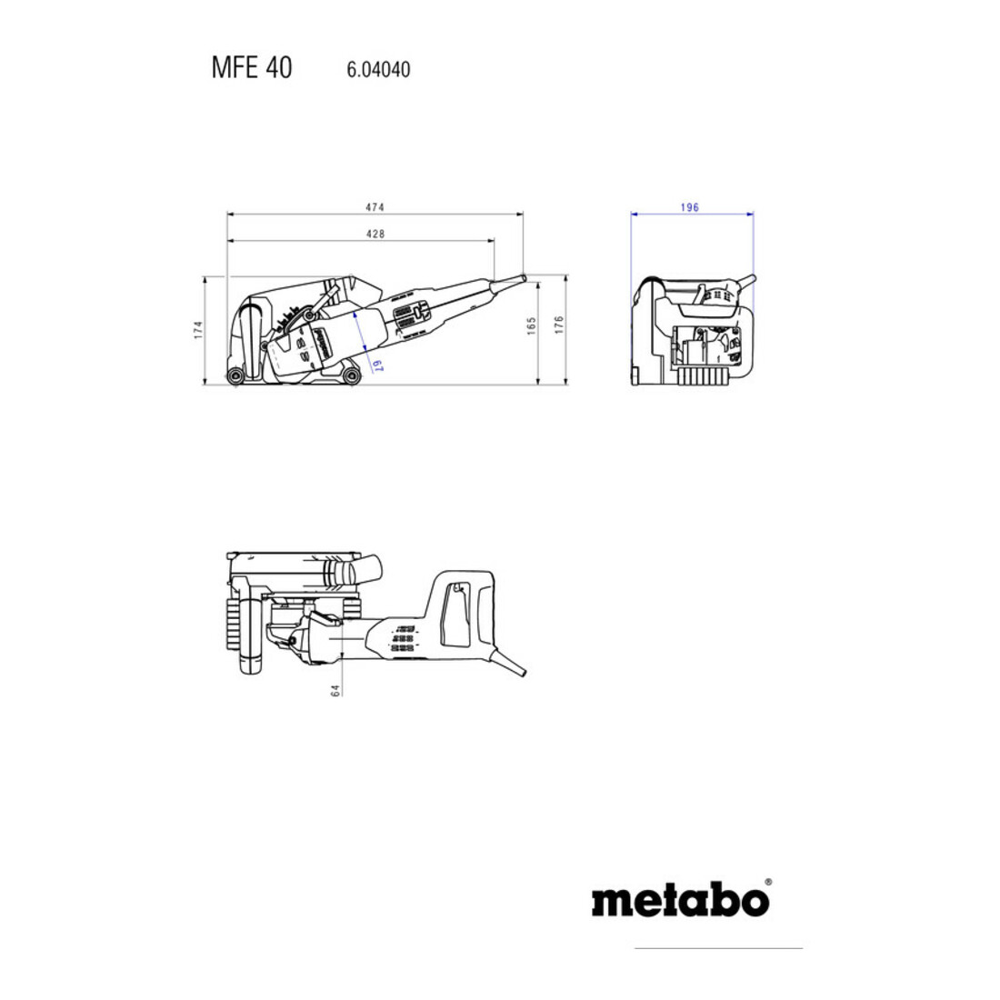Metabo muurfrees MFE 40 plastic koffer
