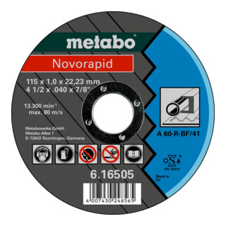 Metabo Novorapid Stahl, Trennscheibe, Form 41