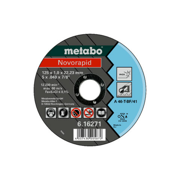 Metabo Novorapid 125 x 1,0 x 22,23 mm, Inox, Trennscheibe, gerade Ausführung