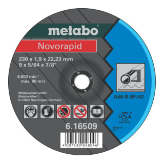 Metabo Novorapid 180 x 1,6 x 22,23 mm, Stahl, Trennscheibe, Form 42