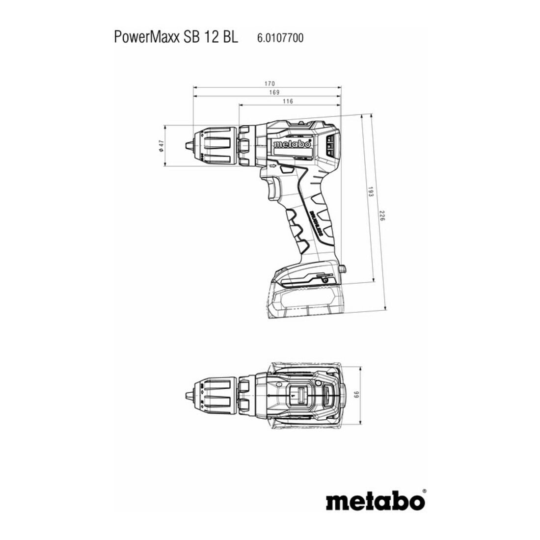 Metabo Perceuse-visseuse à percussion sans fil PowerMaxx SB 12 BL