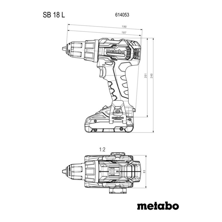 Metabo Perceuse-visseuse à percussion sans fil SB 18 L (614053500), metaBOX 145