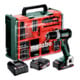 Metabo Perceuse-visseuse sans fil BS 18 L BL Set (613155710) avec atelier mobile 74 pièces, coffret plastique, 18V 2x2Ah Li-Power + SC 30