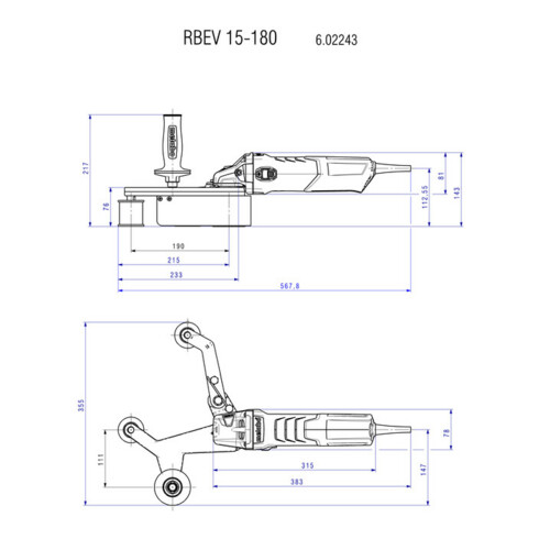 Metabo ponceuse à bande tubulaire RBE 15-180 set mallette de transport en tôle d'acier