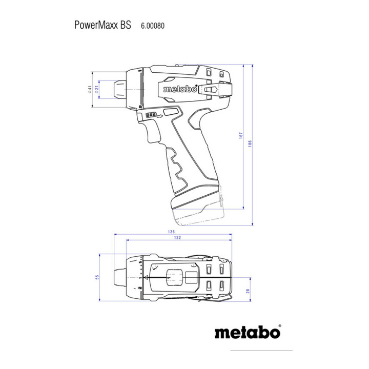 Metabo PowerMaxx BS Basic Set accu-boor-/schroefmachine (600080710) met 41-delige mobiele werkplaats, kunststof koffer, 12V 2x2Ah Li-Power + LC 40