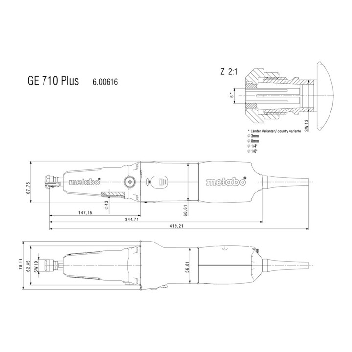 METABO  Rechte slijper, Type: GE710P
