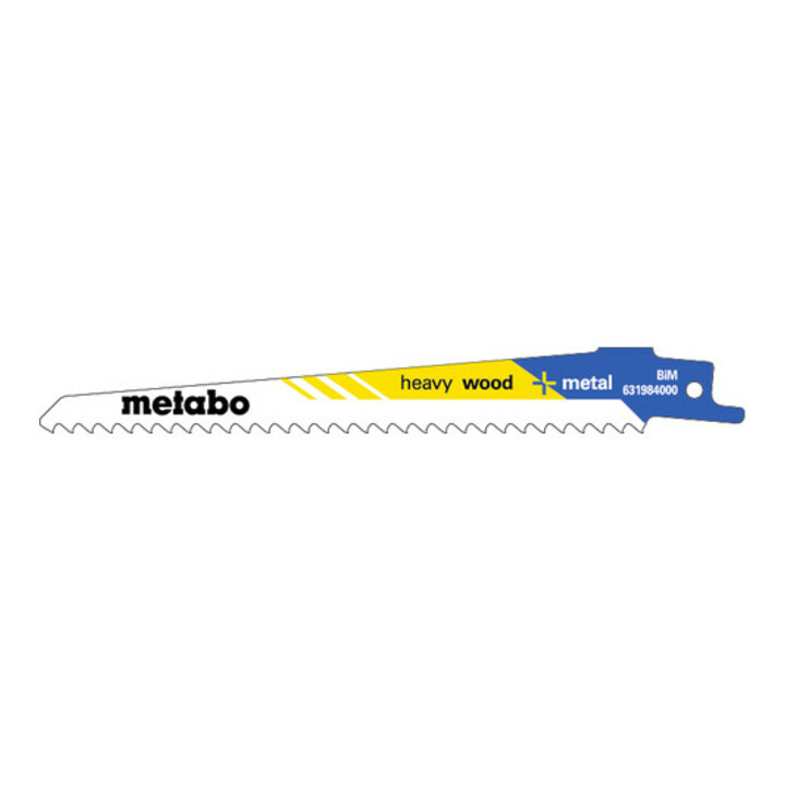 Metabo 5 reciprozaagbladen "heavy wood + metal" 150 x 1,25 mm, BiM, 3,2 mm/5,1 TPI