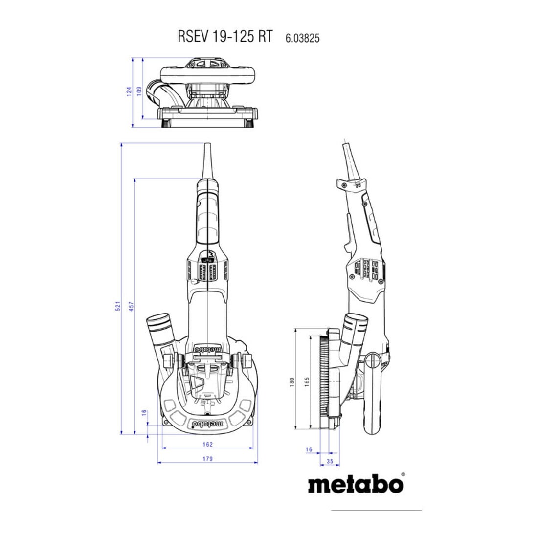 Metabo renovatieslijpmachine RSEV 19-125 RT met diamantschijf beton "professional" ; plastic koffer