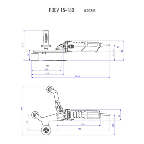 Metabo Rohrbandschleifer RBE 15-180 Set Stahlblech-Tragkasten