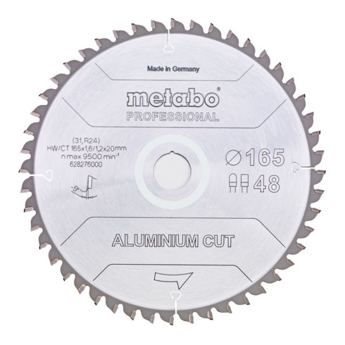 Metabo Sägeblatt "aluminium cut - professional", 160x1,6/1,2x20 Z48 FZ/TZ 5°neg