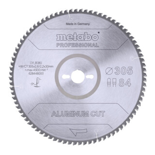 Metabo Sägeblatt "aluminium cut - professional", 305x2,6/2,2x30 Z84 FZ/TZ 5°neg