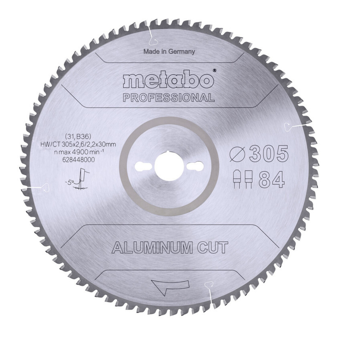 Metabo Sägeblatt "aluminium cut - professional", 305x2,6/2,2x30 Z84 FZ/TZ 5°neg
