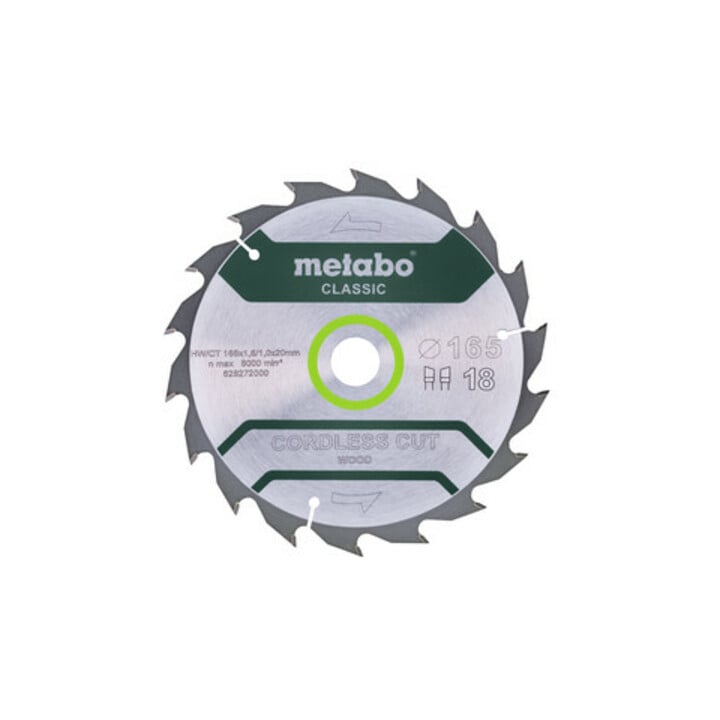 Metabo Sägeblatt "cordless cut wood - classic", 165x1,6/1,0x20 Z18 WZ 20°