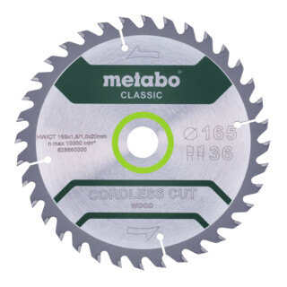 Metabo Kreissägeblatt "cordless cut wood", Qualität classic, für Handkreissägen, im Blister