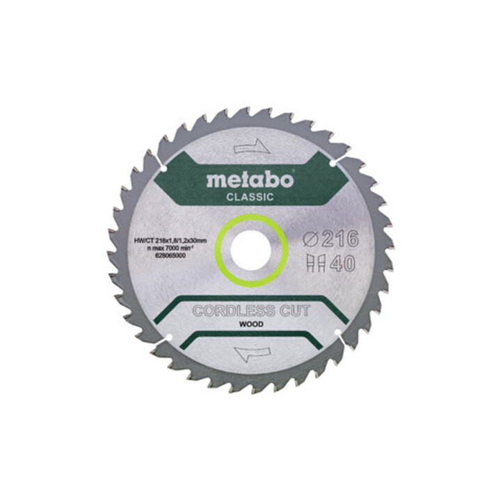 Metabo Sägeblatt "cordless cut wood - classic", 216x1,8/1,2x30 Z40 WZ 5°
