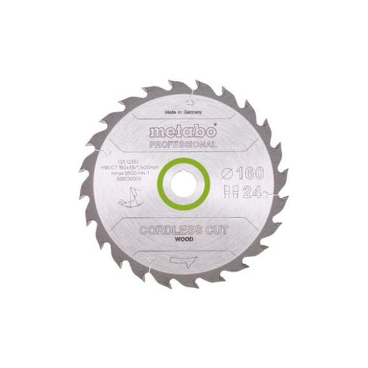 Metabo Sägeblatt "cordless cut wood - professional", 160x1,6/1,1x20(16), Z24 WZ 22°