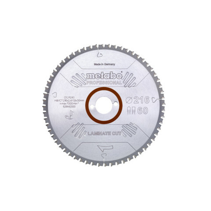 Metabo Sägeblatt "laminate cut - professional", 216x2,4/1,8x30 Z60 FZ/TZ 0°