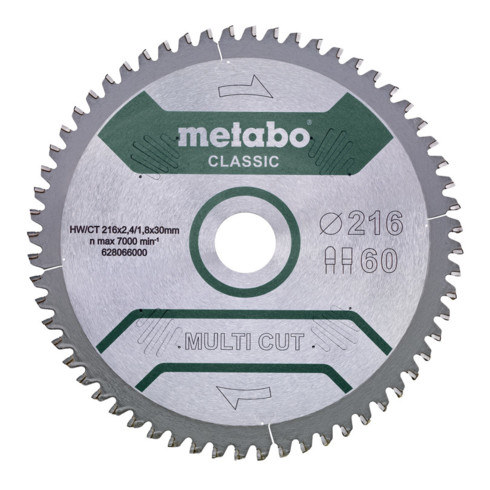 Metabo Kreissägeblatt "multi cut", Qualität classic, für halbstationäre Kreissägen, im Blister
