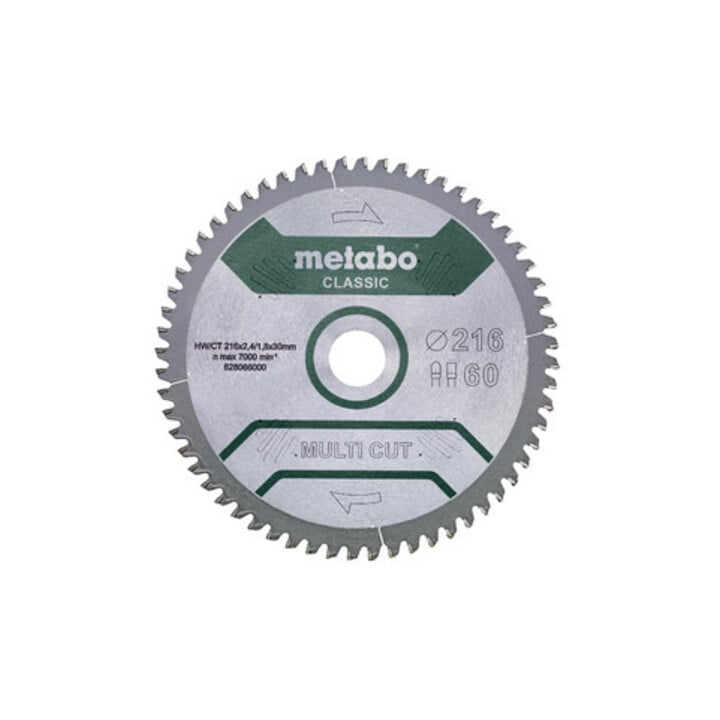 Metabo Sägeblatt "multi cut - classic", 216x2,4/1,8x30 Z60 FZ/TZ 5°neg /B