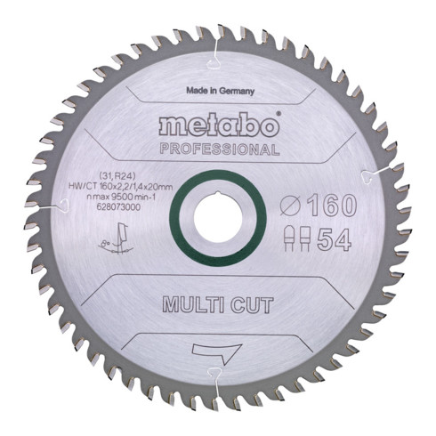 Metabo Sägeblatt "multi cut - professional", 160x2,2/1,4x20, Z54 FZ/TZ 8°