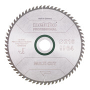 Metabo Sägeblatt "multi cut - professional", 216x2,4/1,6x30, Z64 FZ/TZ, 10°