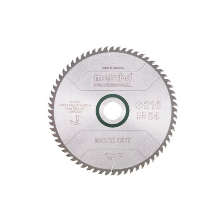 Metabo Sägeblatt "multi cut - professional", 216x2,4/1,6x30, Z64 FZ/TZ, 10°