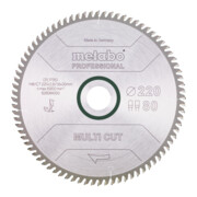 Metabo Sägeblatt "multi cut - professional", 220x2,6/1,6x30, Z80 FZ/TZ, 10°