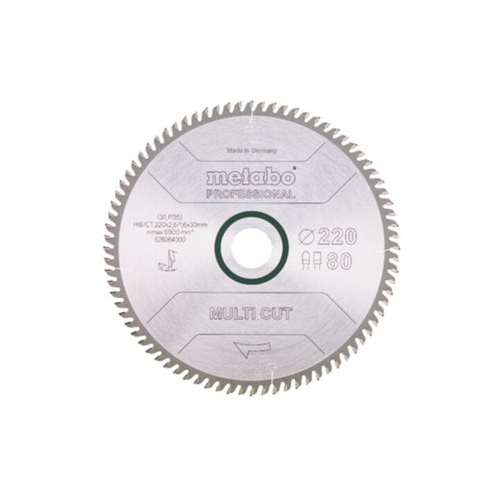 Metabo Sägeblatt "multi cut - professional", 220x2,6/1,6x30, Z80 FZ/TZ, 10°