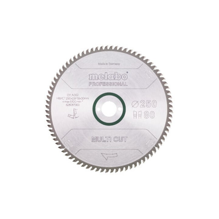 Metabo Sägeblatt "multi cut - professional", 250x2,8/1,8x30, Z80 WZ, 10°