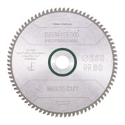 Metabo Sägeblatt "multi cut - professional", 250x2,8/2,0x30, Z80 FZ/TZ, 5° neg.
