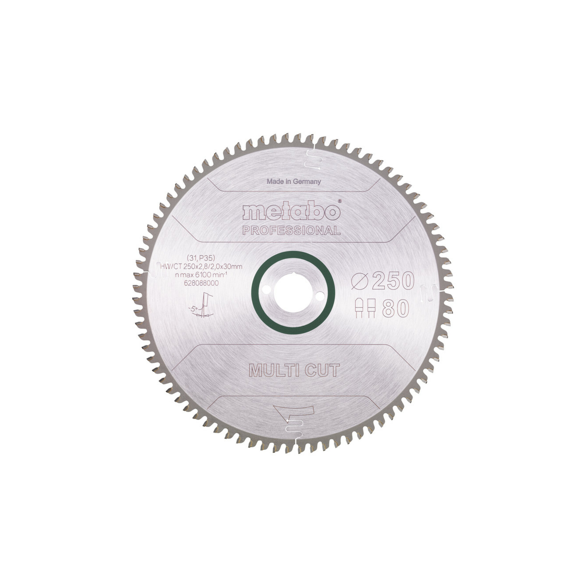 Metabo Sägeblatt "multi cut - professional", 250x2,8/2,0x30, Z80 FZ/TZ, 5° neg.