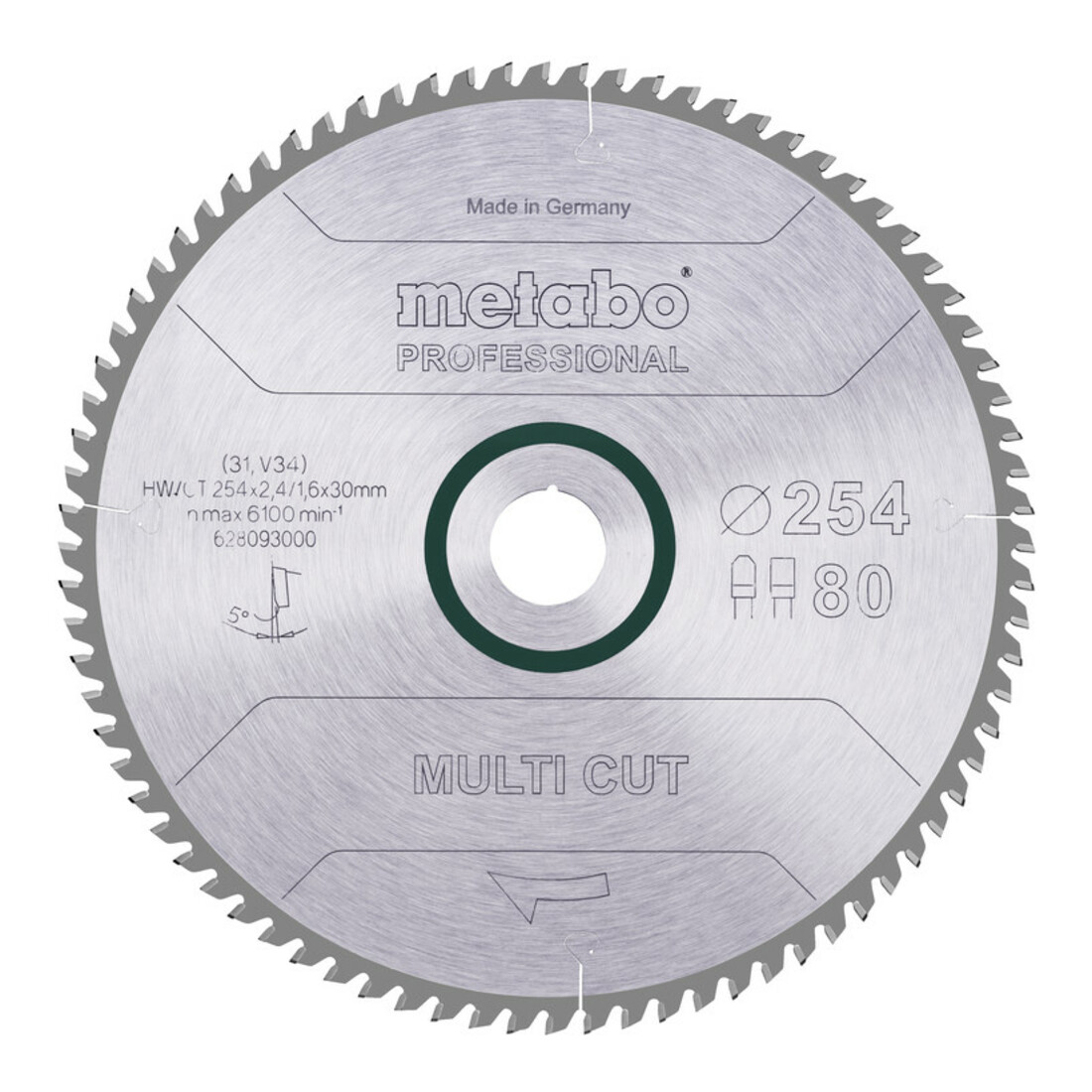 Metabo Sägeblatt "multi cut - professional", 254x2,4/1,6x30, Z80 FZ/TZ, 5°