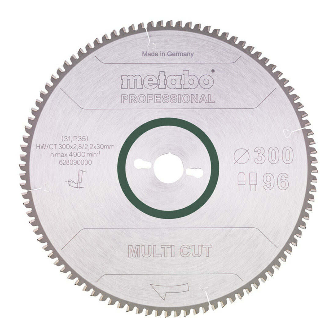 Metabo Sägeblatt "multi cut - professional", 300x2,8/2,2x30, Z96 FZ/TZ, 6°neg.