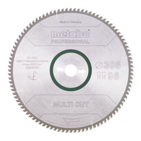 Metabo Sägeblatt "multi cut - professional", 305x2,8/2,0x30, Z96 FZ/TZ, 5°neg.