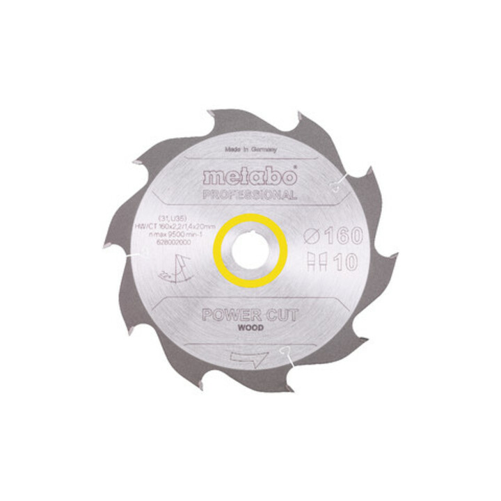 Metabo Sägeblatt "power cut wood - professional", 160x2,2/1,4x20, Z10 WZ 22°