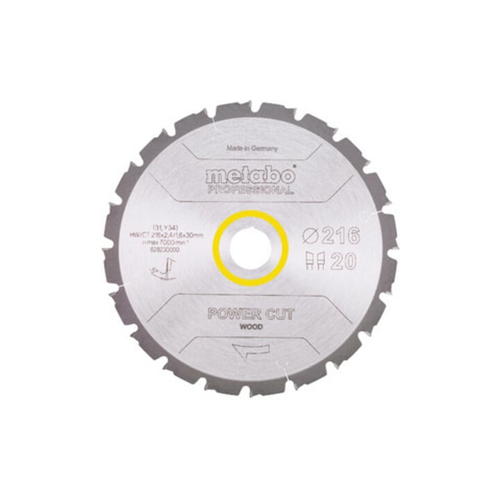 Metabo Sägeblatt "power cut wood - professional", 216x2,4/1,8x30, Z20 WZ 5° neg.
