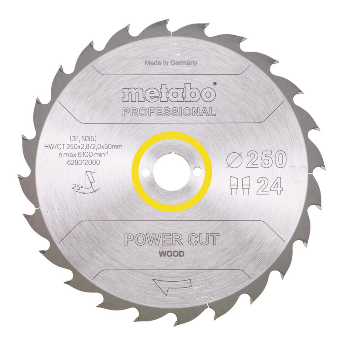 Metabo Sägeblatt "power cut wood - professional", 250x2,8/2,0x30, Z24 WZ 25°