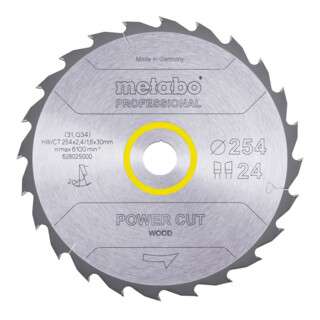 Metabo Hartmetall Kreissägeblatt "power cut wood", Qualität professional, für halbstationäre Kreissägen