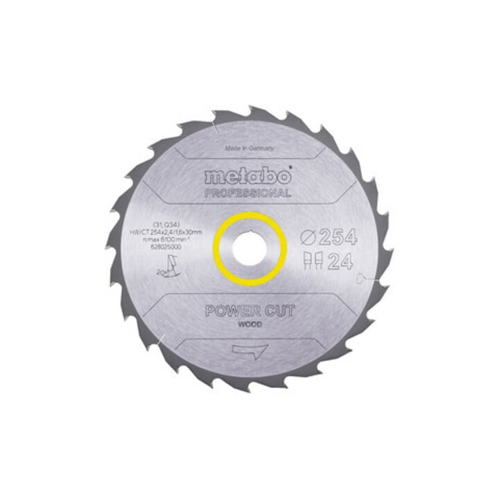 Metabo Sägeblatt "power cut wood - professional", 254x2,4/1,6x30, Z24 WZ 20°