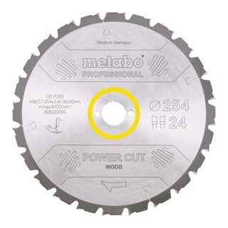 Metabo Hartmetall Kreissägeblatt "power cut wood", Qualität professional, für halbstationäre Kreissägen