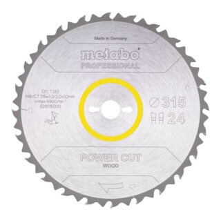 Metabo Sägeblatt "power cut wood - professional", 315x3,0/2,0x30, Z24 WZ 20°