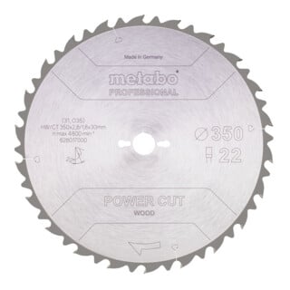 Metabo Sägeblatt "power cut wood - professional", 350x2,8/1,8x30, Z22 FZ 22°