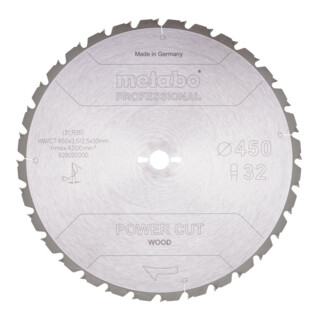 Metabo Sägeblatt "power cut wood - professional", 450x30 Z32 TZ 10°