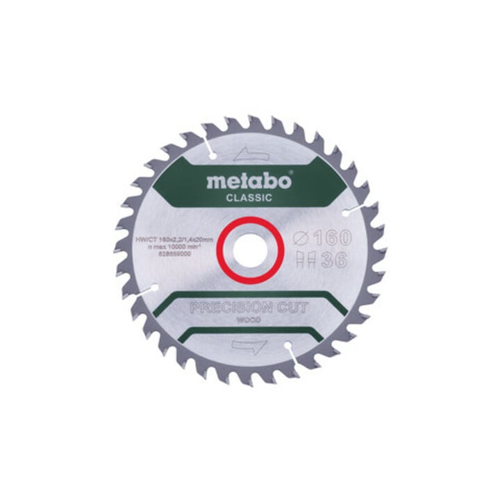 Metabo Sägeblatt "precision cut wood - classic", 160x2,2/1,4x20 Z36 WZ 10° /B