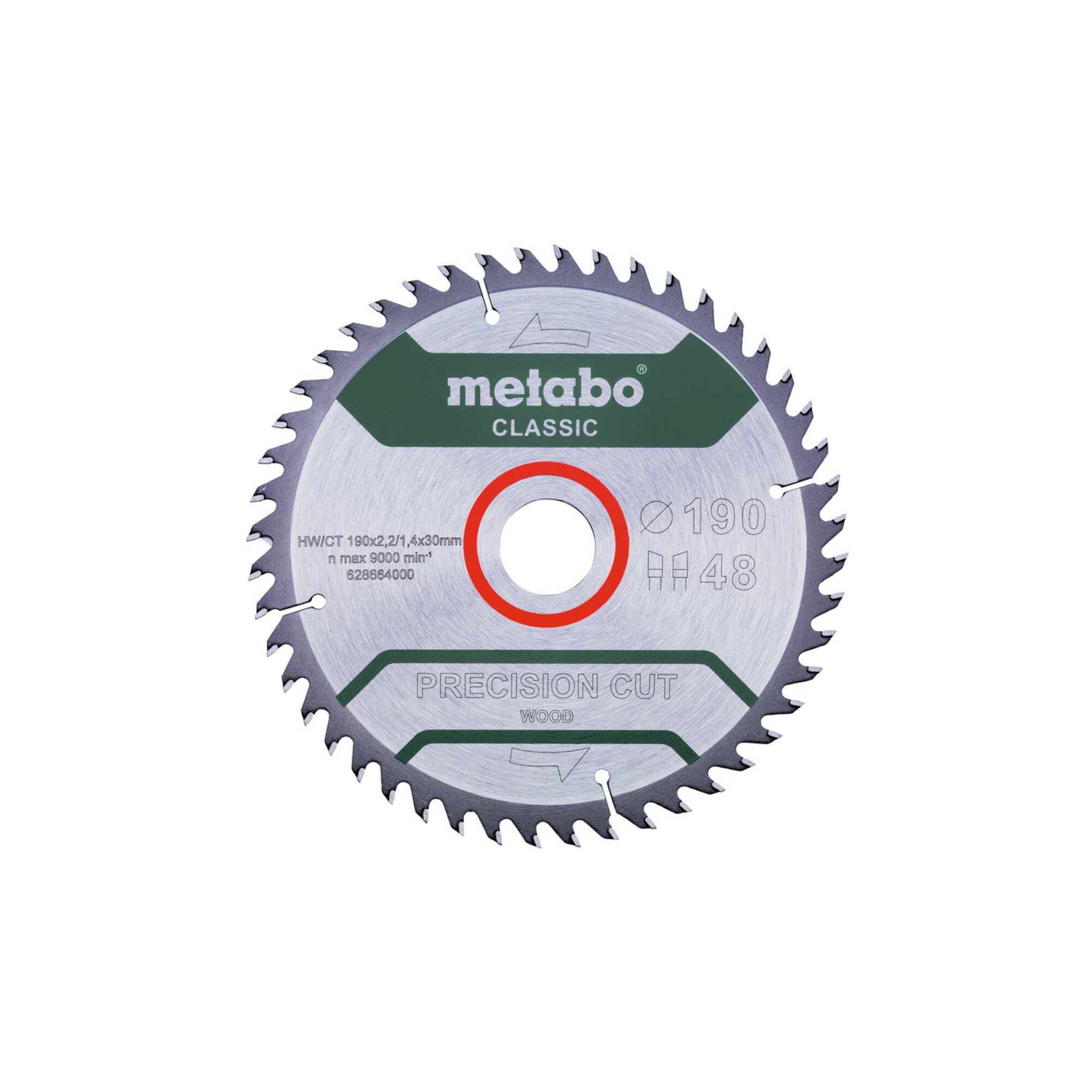 Metabo Sägeblatt "precision cut wood - classic", 190x2,2/1,4x30 Z48 WZ 15° /B