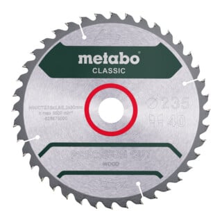 Metabo Sägeblatt "precision cut wood - classic", 235x2,8/2,0x30 Z40 WZ 15°