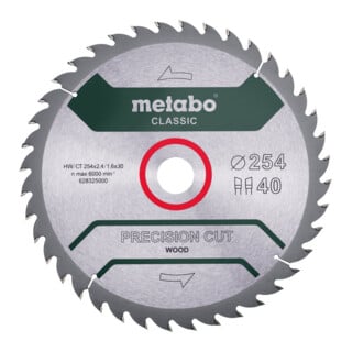 Metabo Sägeblatt "precision cut wood - classic", 254x2,4/1,6x30, Z40 WZ 20° /B